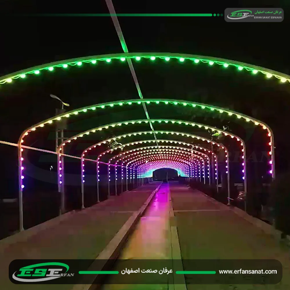 تونل نوری کمانی فرخشهر - نورپردازی خیابان با تونل نوری